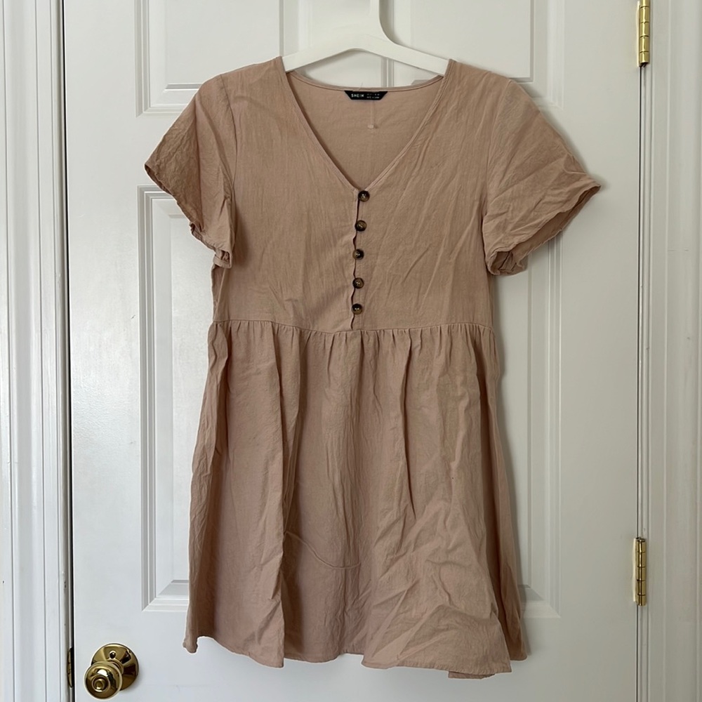 Beige Summer Babydoll Dress
